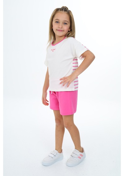 Toontoy Kids Toontoy Kız Çocuk Nakışlı Şortlu Takım Fuşya