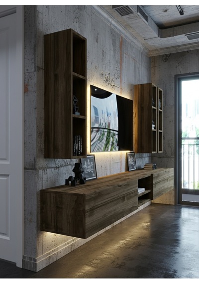 Resital Ledli Duvara Monte Tv Sehpası - Ceviz - W6003-2 Ceviz