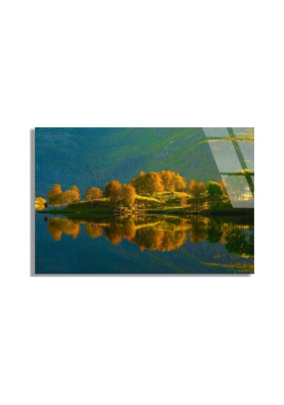 Yeşil Göl Adası - Cam Tablo - Deg1294 90 X 60 Cm