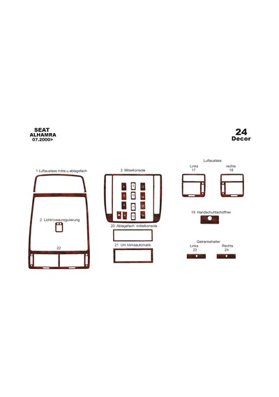 Seat Alhambra Torpido Kaplama 2000 24 Parça Maun