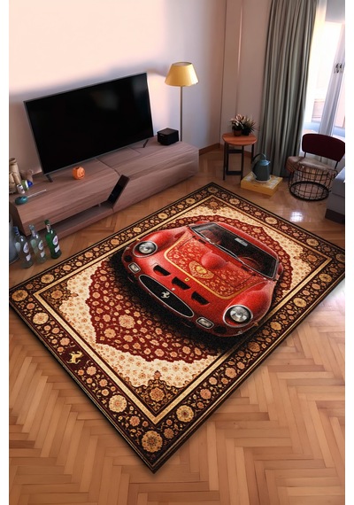 Ferrari 250gto Araba Desenli Halı Dijital Baskı Yıkanabilir Kaymaz Taban Leke Tutmaz