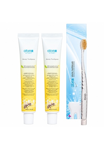 Atomy Propolis Diş Macunu 50 G 2 Adet + Yetişkin Tekli Diş Fırçası Ağız Bakım Seti Temel Bakım