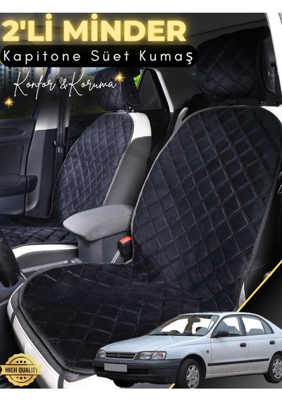 Toyota Carina Uyumlu 2'li Süet Oto Koltuk Minderi Terletmez Universal Tam Koruma A2 Siyah