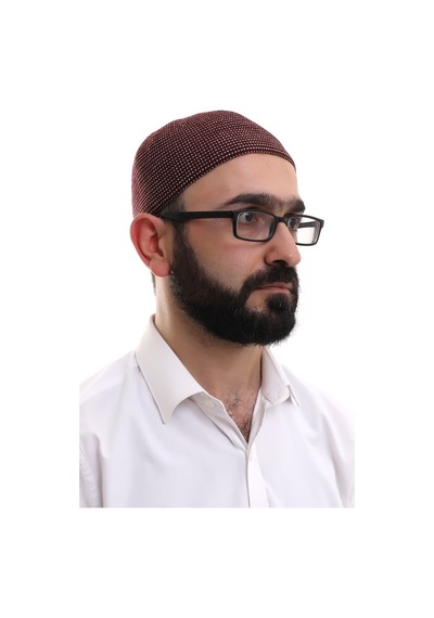 Bordo Kışlık Nokta Desenli Orlon Namaz Takkesi