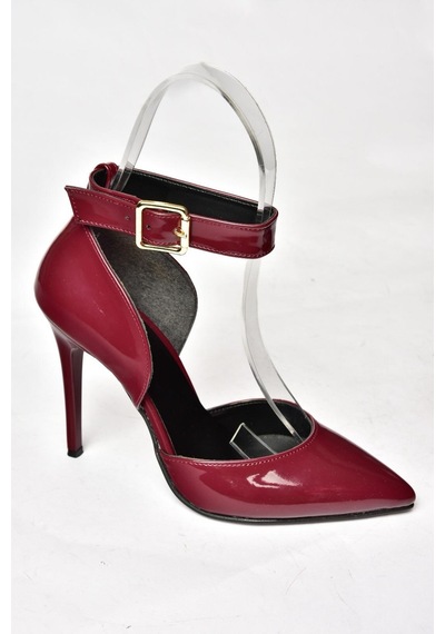 Fox Shoes K654073308 Bordo Rugan İnce Topuklu Kadın Ayakkabı Bordo