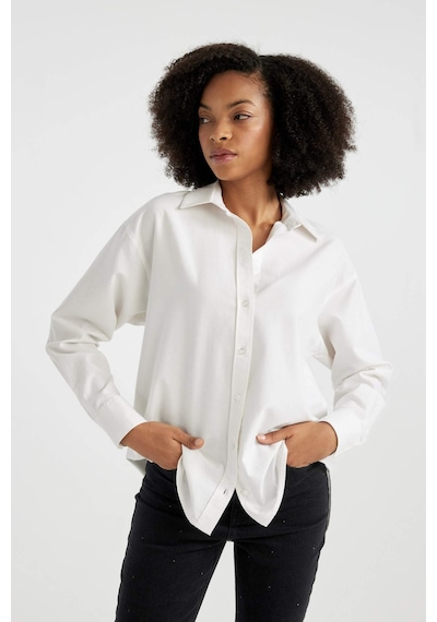 DeFacto Oversize Geniş Kalıp Oxford Uzun Kollu Gömlek V2439AZ24SPWT32