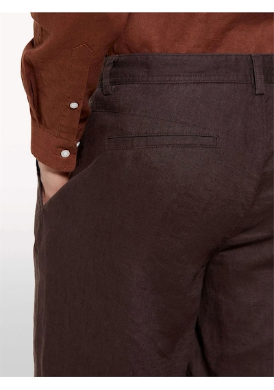 %100 Keten Slim Fit Bermuda Şort Erkek Kahverengi Şort - 325p4aghs9010