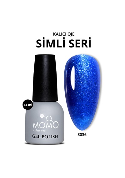 Momo Professional Kalıcı Oje S036 Simli Saks Mavi 14 Ml