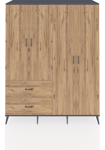 Kronos Gardrop 4 Raflı 2 Çekmeceli 2 Askılı 176x59x221 Antrasit-çam Çam Kronos Gardrop 4 Raflı 2 Çekmeceli 2 Askılı 176x59x221 Antrasit-çam Çam
