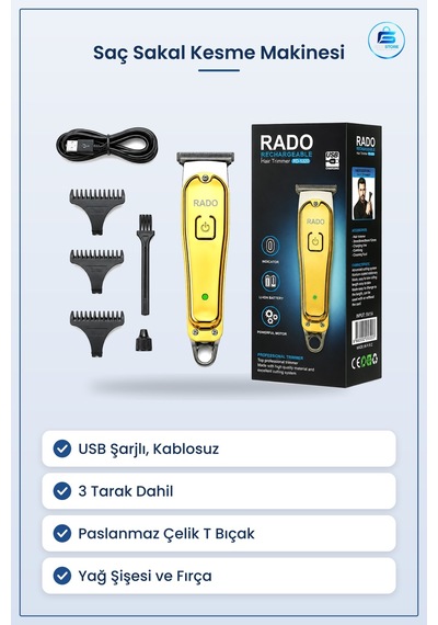 Saç Sakal Kesme Makinesi Usb Şarjlı T Bu00ffıçak Metal Kaplama 3