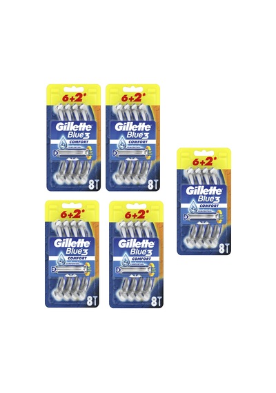Gillette Blue3 Comfort Kullan-At Tıraş Bıçağı 5 x 8'li