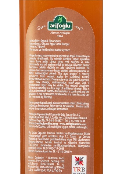 Organik Elma Sirkesi 500ml