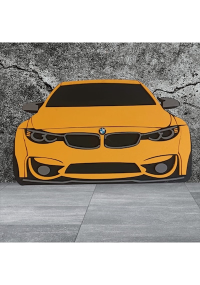 Bmw Araba Duvar Süsü Strafor Tablo Duvar Aksesuarı Strafor Tablo Sarı