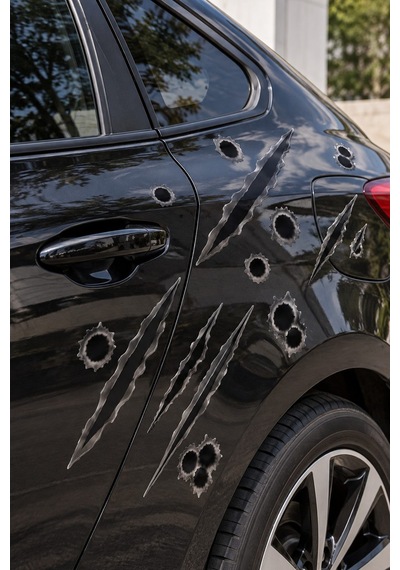 Kurşun İzi & Pençe İzi Sticker Seti 3d Efektli Araç, Motor, Bisiklet Dekor Sticker