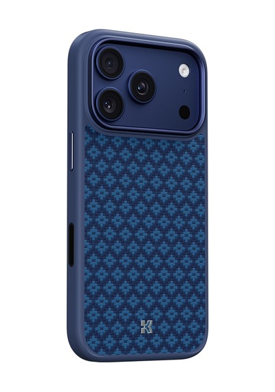 Apple Uyumlu iPhone 17 Pro Max  Kılıf M-safe Özellikli Benks Armorpro Armorgrid Serisi Kevlar Kapak Mavi Mavi