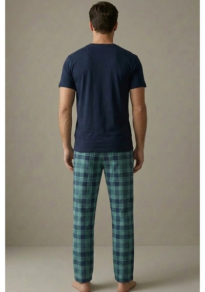 Siyah İnci Örme Kısa Kollu Pijama Takım 8006 Lacivert