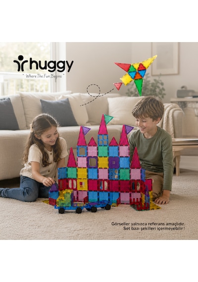 Huggy Manyetik Puzzle 104 Parça Yapı Blokları + 2 Araba