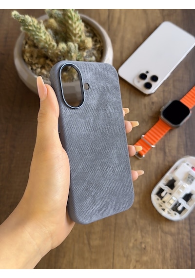 Apple iPhone 16 Uyumlu Kadife Yüzeyli Magsafe Uyumlu Premium Kılıf Soocase691 Koyu Mavi