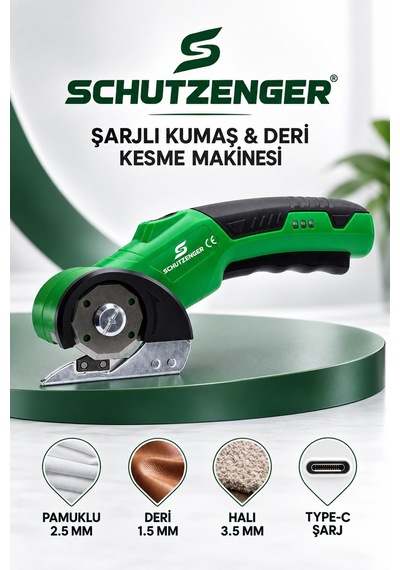 Type-c Şarjlı Kumaş Deri Kesme Makası Profesyonel Hızlı Kesim German Yeşil Sp13