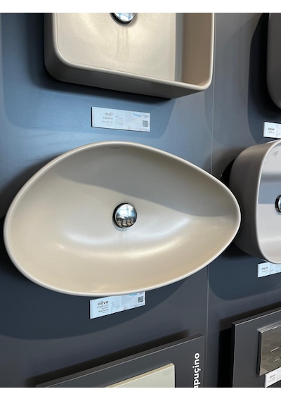 Turkuaz Olive Tezgahüstü Mat Cappuccino Lavabo 61 34 Cm Kahverengi