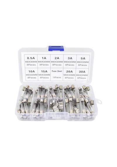 Electroon 6x30mm Büyük Cam Sigorta 72adet 9 Çeşit Kutulu Set
