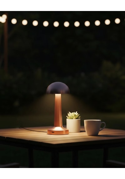 Mey İthalat Modern Bronz Masa Lambası 3 Renk Led Dokunmatik Şarjlı Model Renkli