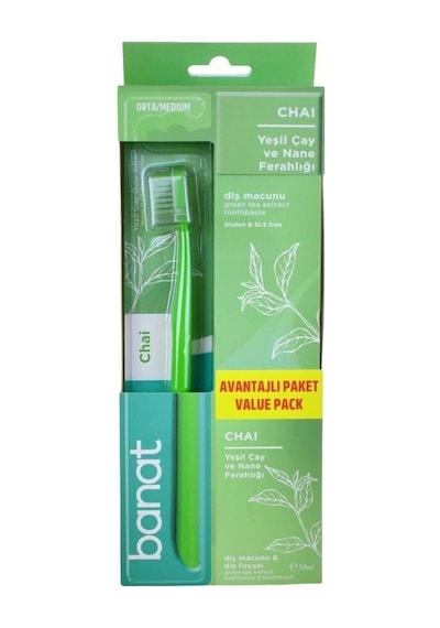 3 Adet Banat Chai Set Diş Fırçası + Diş Macunu 50 Ml