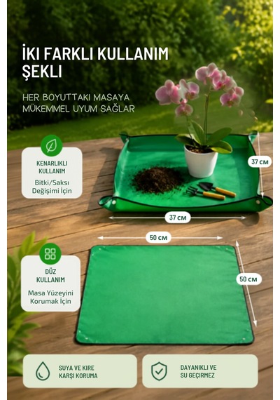 Bitki Saksı Değişim Matı 50x50 Cm Su Geçirmez Çıtçıtlı Çiçek Toprak Değiştirme Örtüsü