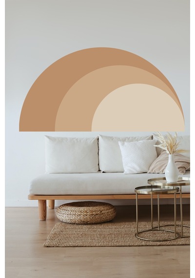 Boho Tarzı Kahverengi Yarım Daire Duvar Sticker 140x70 Cm