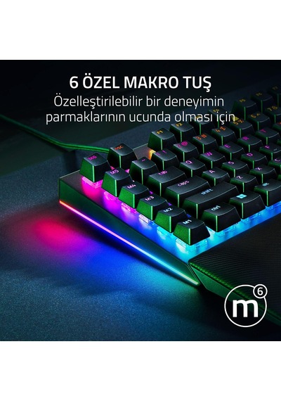 Blackwidow V4 Yeşil Anahtar - Chroma Rgb Mekanik Oyun Klavyesi - Snap Tap Tıklamalı Mekanik Anahtarlar, 6 Özel Makro Tuşu, Avuç İçi Dayanağı Tr Düzeni Siyah