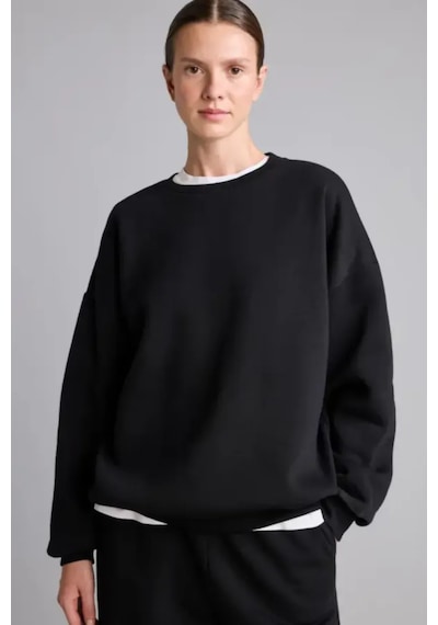 Defacto Oversize Bisiklet Yaka Düşük Omuz Kalın Basic Sweatshirt I8191ax26wnbk81 Siyah-bk81