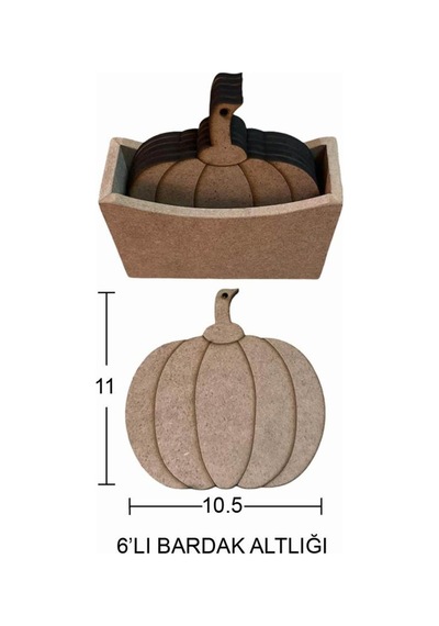 Ahşap Balkabağı Bardak Altlığı 11x10,5cm L393 Ahşap