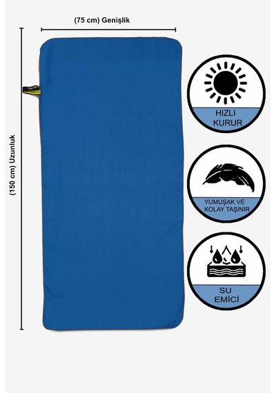 Vevien Home Mikrofiber Havlu - L Boy - 75 X 150 Cm - Plaj Havlusu Lacivert