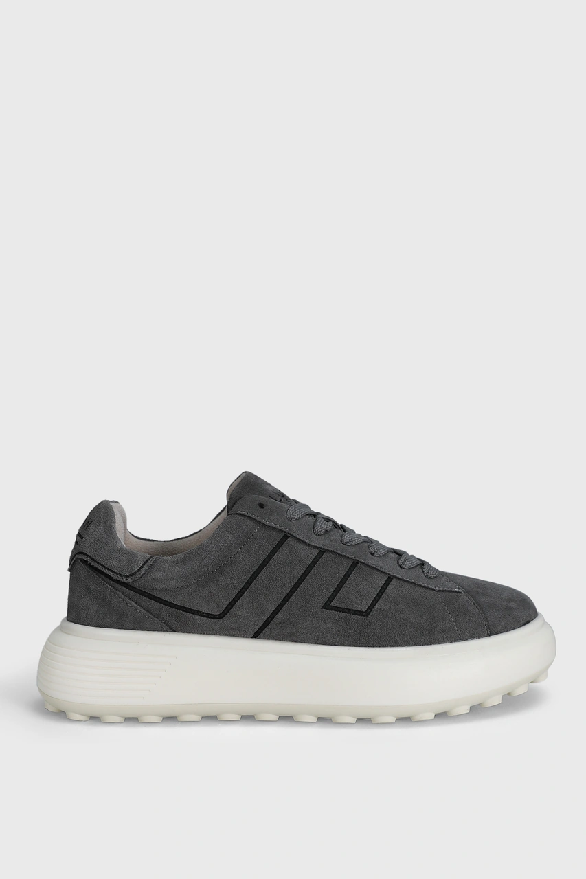 Lufian Frank Erkek Deri Sneaker Ayakkabı Koyu Gri Koyu Gri 112230225100160 Koyu Gri