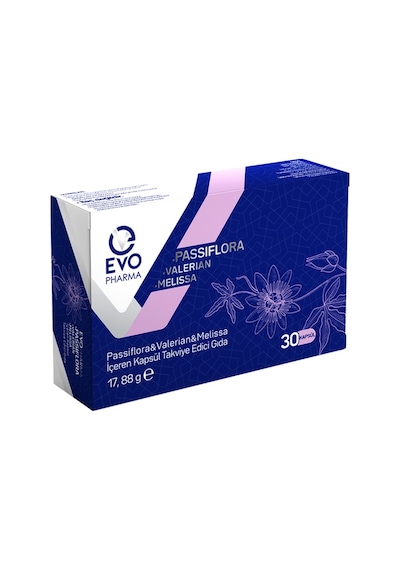 Evo Pharma Passıflora Valerian Melissa İçeren Takviye Edici Gıda 30 Kapsül