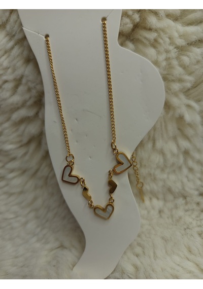Stainless Steel Sedef Kalp Çelik Halhal Gold