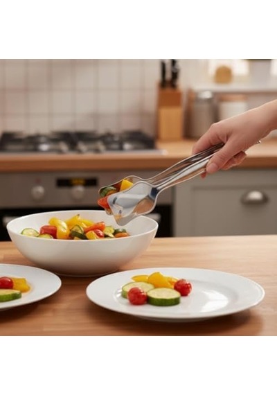 Paslanmaz Çelik Yemek Servis Maşası 21 Cm Salata, Makarna Ve Sıcak Yemekler İçin Çok Amaçlı Servis Pensi