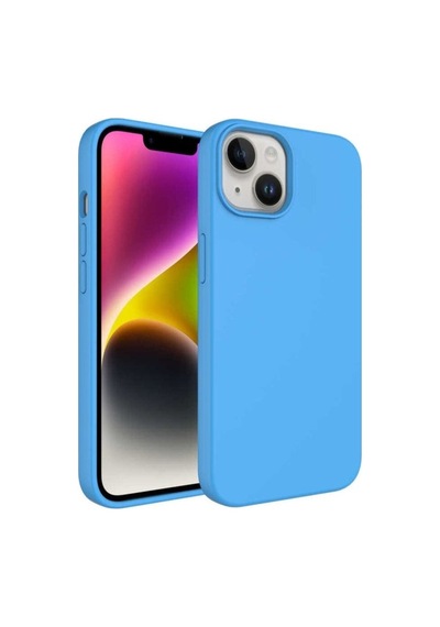 Apple Uyumlu iPhone 14 Plus Kılıf Sıvı Teknolojili Silinebilir Sert Zore Kivi Kapak Mavi
