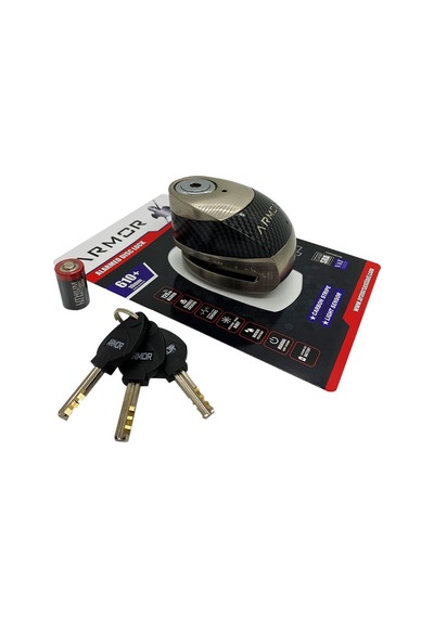 Armor 610+MVA 10MM Paslanmaz Çelik Alarmlı Karbon Disk Kilidi Gri