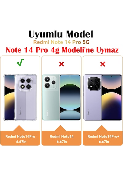 Xiaomi Redmi Note 14 Pro 5g Kılıf Şeffaf Antişok Kartlık Bölmeli