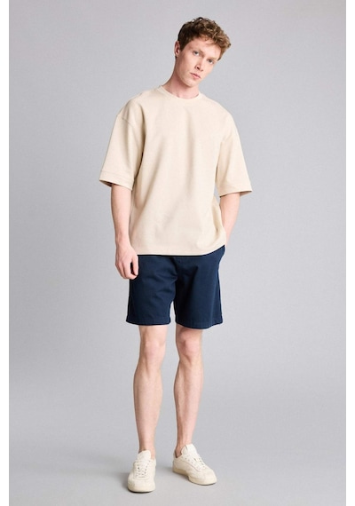 Defacto Loose Fit Bisiklet Yaka Kısa Kollu Ağır Kumaş Basic Bej Tişört B4844ax26aubg757 Bej-bg757
