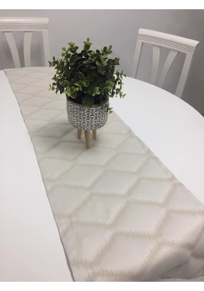 Simge Jakar Pamuk Polyester Krem Runner 40x140 Cm 681 Krem