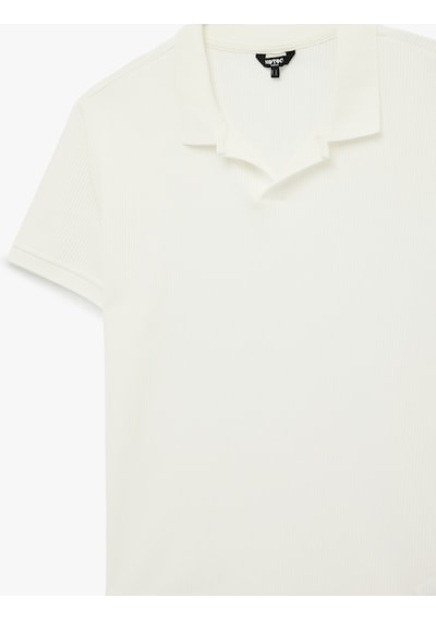 Koton Regular Fit Kısa Kollu Pamuklu Fitilli Polo Yaka Tişört Beyaz 6sam10069mk Beyaz