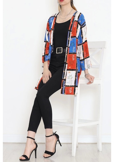 Desenli Kimono Kiremit - 1658.1095. Çok Renkli
