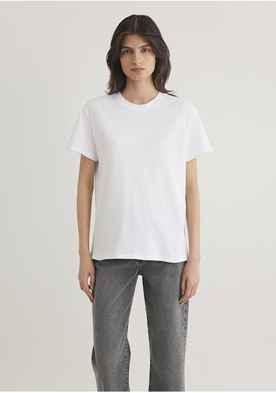 Mavi Yuvarlak Yaka Basic Beyaz Kadın T-shirt M1600955-620 Beyaz
