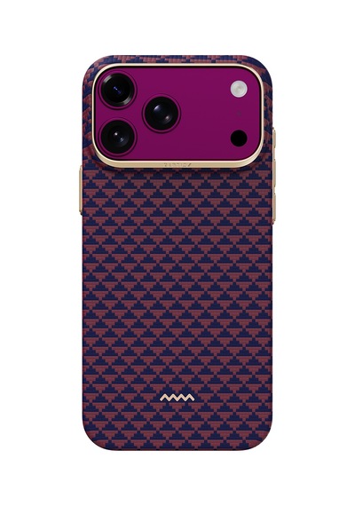 Apple iPhone 18 Pro Uyumlu Kılıf M-safe Şarj Özellikli Raptic Aramid Skin Origin Serisi Karbon Kapak Bordo