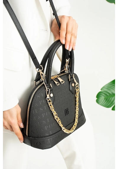 Just Polo Kadın Zincir Detaylı Lüks El Ve Omuz Çantası Shopper Ebat : 25x22 Cm Siyah
