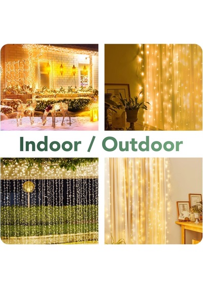 3x2 Metre Fişli 216 Led Saçak Işık Zinciri Dekoratif Yılbaşı Aydınlatması, Ev, Salon, Balkon Ve Perde Süsl