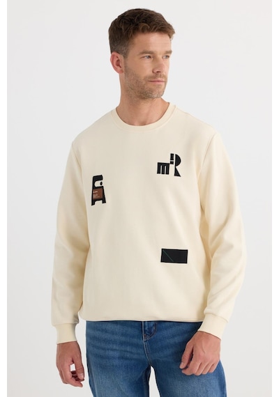 Tudors Erkek Relax Fit Rahat Kesim Pamuklu Lastikli Kol Bisiklet Yaka Baskılı Ekru Sweatshirt-37303 Ekru Tudors Erkek Relax Fit Rahat Kesim Pamuklu Lastikli Kol Bisiklet Yaka Baskılı Ekru Sweatshirt-37303 Ekru