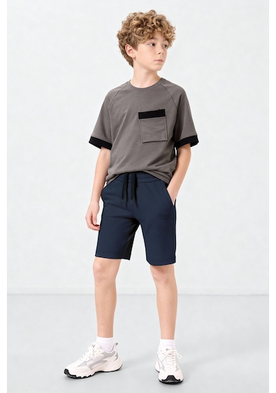 Tommylife İndigo Standart Fit Basic Performans Erkek Çocuk Şort - 11303 İndigo